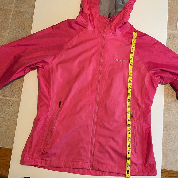 Columbia rain jacket 2 tone pink Omni-tech waterproof girls size M - Picture 4 of 10